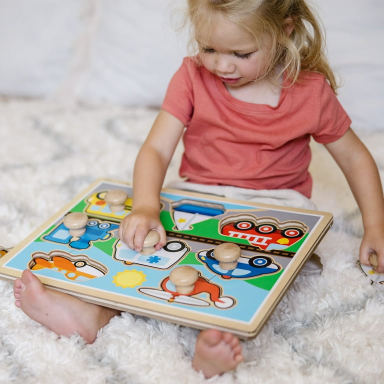 Melissa & Doug Sturdy Jumbo Knob Wooden Puzzle Vehicles, 8