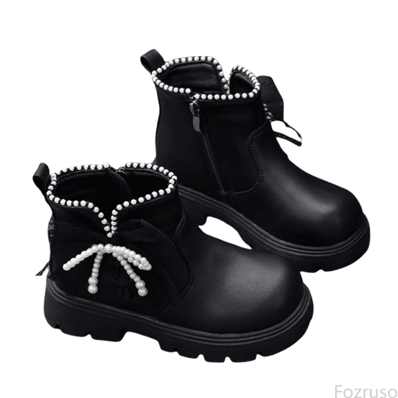 Fozruso Girls Platform Boots Winter Warm Lined Casual Ankle Booties Fashion Footwear For Toddler Youth Kids,Side Zipper Combat Boots Sizes 10 Little Kid(3.5-4 Years)