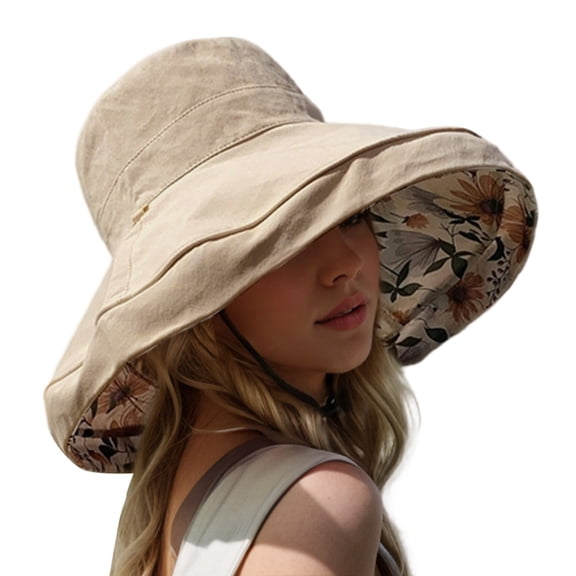 YAYUBA Sun Hats for Women Men Wide Brim Beach Hat Summer Outdoor Casual Sun Hat Adjustable Comfortable Lightweight,Khaki