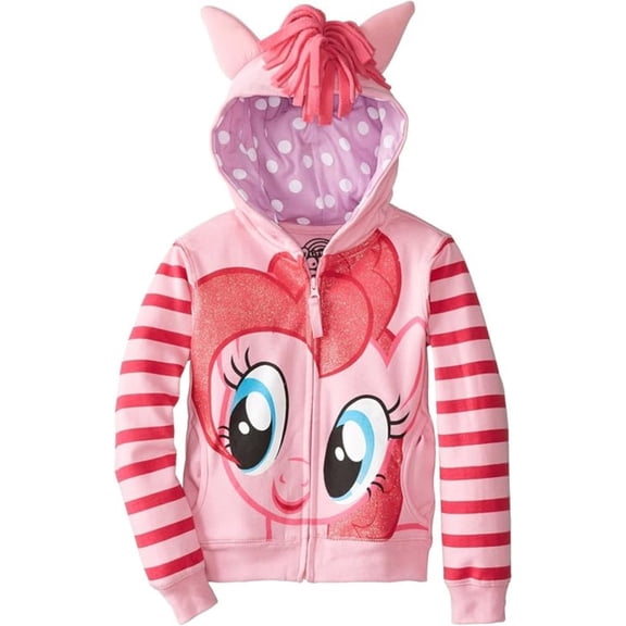 My Little Pony Toddler Little Girls Pinkie Pie Zip-Up Hoodie with Ears & Mane Sizes 2T-7