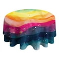 thumbnail image 4 of Colorful Tie Dye Wave Pattern Round Tablecloth 60"x60",Wrinkle Wipeable Table Cloth for Kitchen Dining Room Picnic Patio Party, 4 of 6