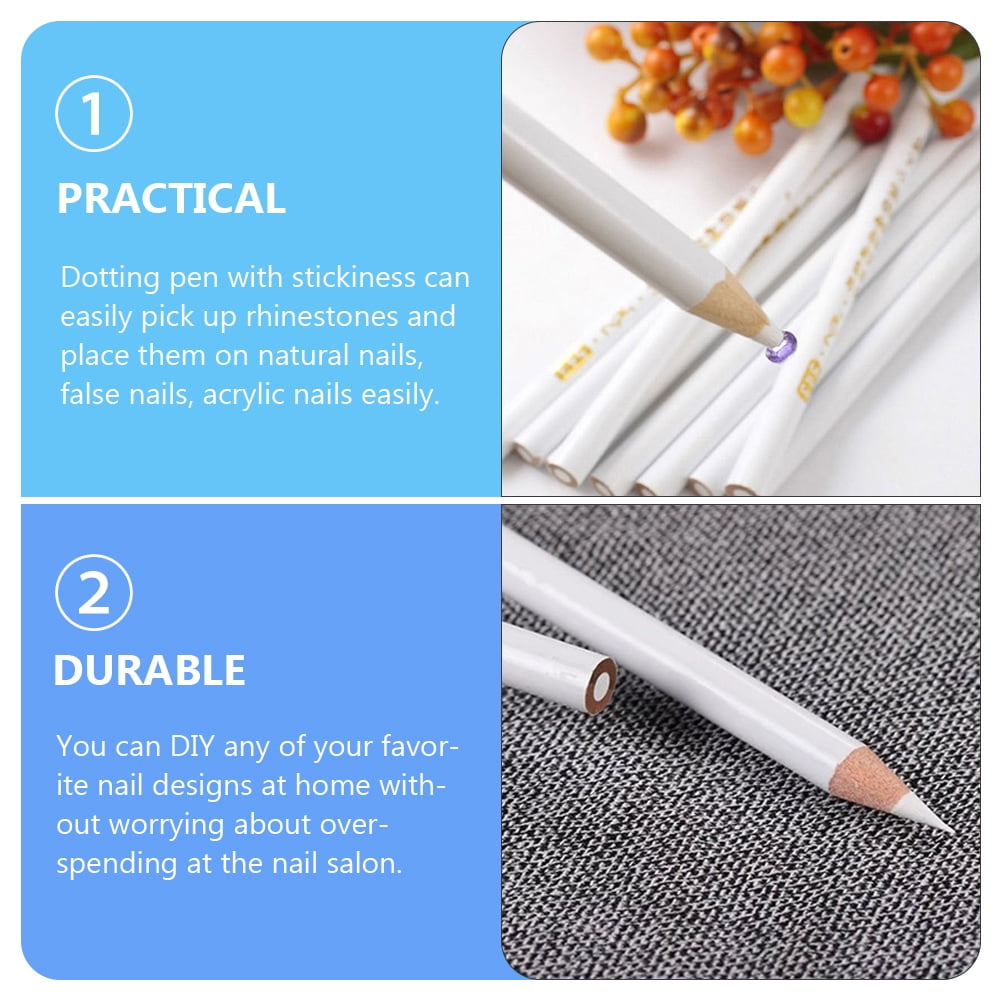8 Pieces White Nail Pencil 2-in-1 Nail Whitening Pencils French White Nail  Pencils Nail Pencils with Cuticle Pusher for DIY French Art Manicure  Supplies
