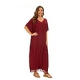 thumbnail image 6 of Beautybatik Maroon Women Solid Caftan Kaftan Loungewear Maxi Plus Size Long Loose Dress XL, 6 of 6