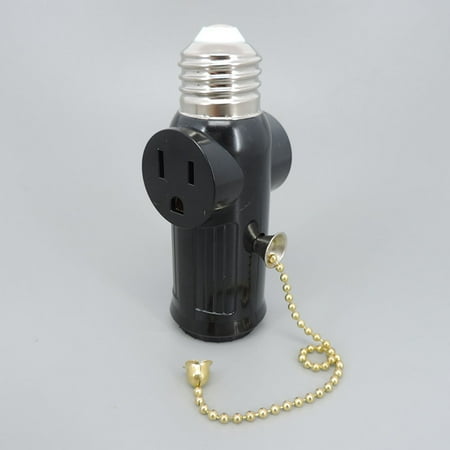 

XUQIANG White Black US America power plug AC to E27 E26 to US Light Bulb Adapter Lamp Holder Base Socket Pull Chain Switch Conversion r1