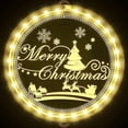 thumbnail image 1 of Luz decorativa navideña para ventana, telón de fondo de luces de cadena para ventanas interiores y exteriores, pared de fiesta navideña, blanco cálido (Feliz Navidad), 1 of 4