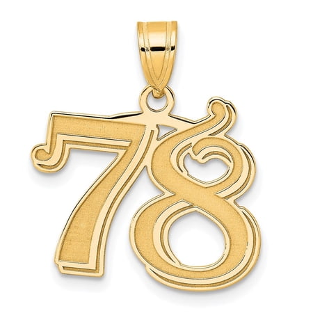 Diamond2Deal 14K Yellow Gold Polished Etched Number 78 Pendant for Women