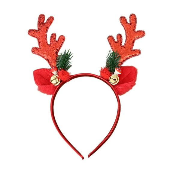 Christmas Reindeer Antlers Headband – Soft Lint Holiday Hairband for Kids & Adults, Lightweight Elastic Christmas Party Accessory