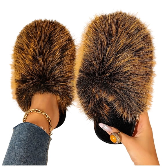 Achuyrbd Womens Fluffy House Slippers Plush Closed Toe Slip On Cozy Warm Indoor