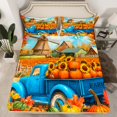 thumbnail image 2 of Homewish Botanical Sunflower Pumpkin 3pcs Twin Sheet Sets For Teens Boys Girls,Blue Truck Twin Fitted Sheet,Happy Autumn Harvest Breathable Flat Sheet,Lightweight Room Decor, 2 of 7