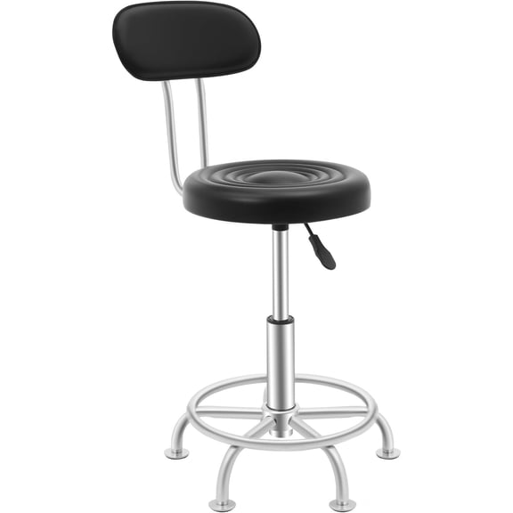 Rolling Salon Chair Stool, Hair Cutting Chair with Backrest, Height Adjustable Barber Stool, Black Hair Stylist Stools for Families, Offices, Barbers