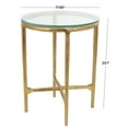 thumbnail image 3 of DecMode 18" x 23" Gold Aluminum Textured Accent Table with Glass Tabletop, 1-Piece, 3 of 6