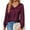 Wine, variant on Titcea Tops for Women Trendy Solid Color V Neck Satin Pleated Long Sleeve Blouses Loose Comfort Casual Shirts