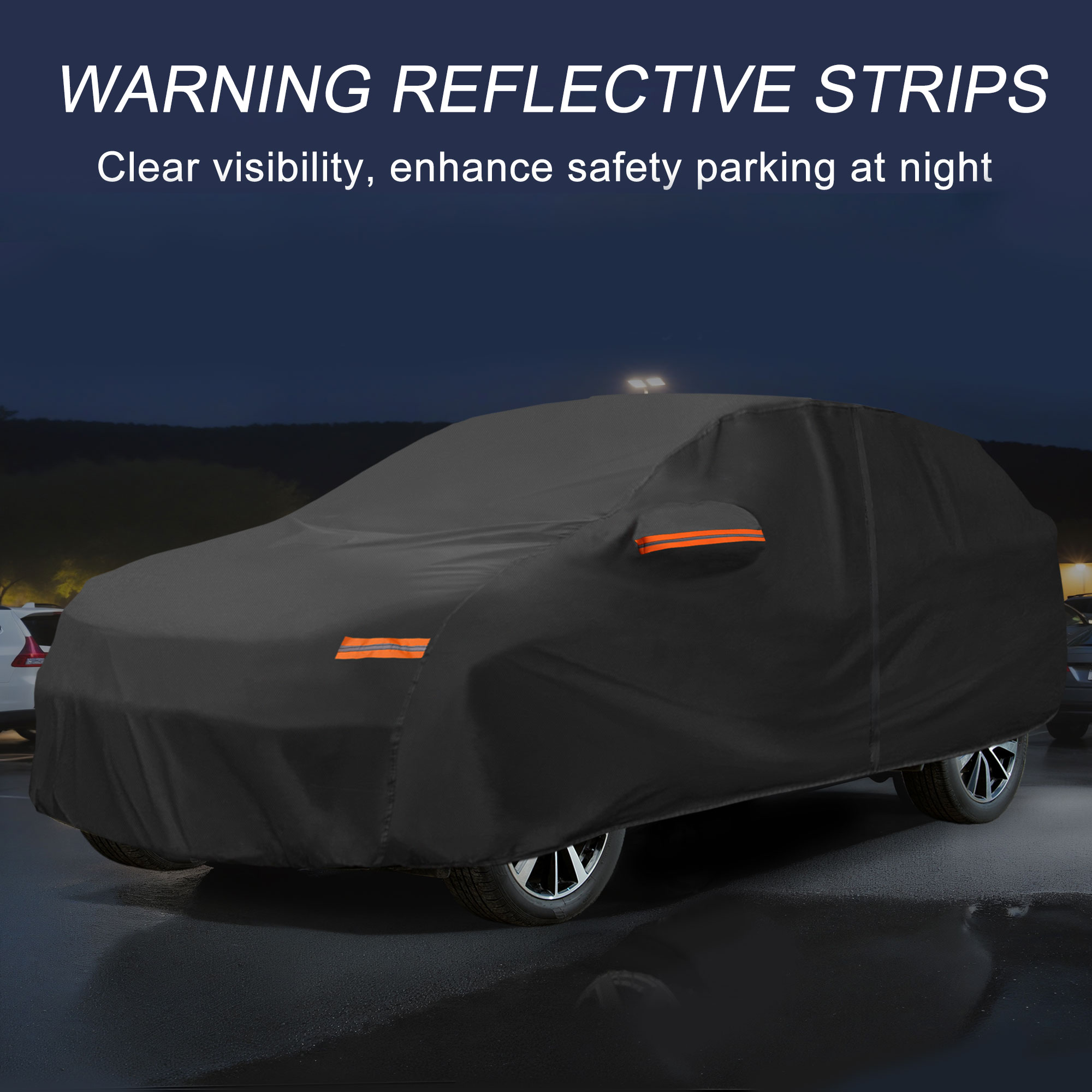 Unique Bargains Aluminum Film Outdoor Full Car Cover with Driver Door Zipper Black for Mazda CX-70 202.76"x78.74"x59.06"