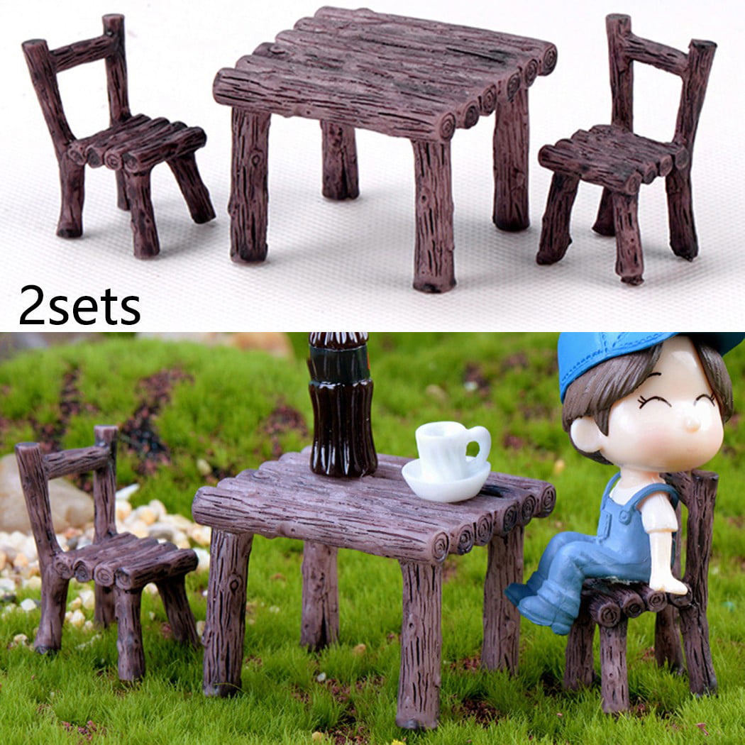 Miniature Resin Table and Chair Decoration Set for Garden crafts Flowerpot Dollhouse Fairy Decoration