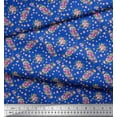 thumbnail image 3 of Soimoi Blue Silk Fabric Rose & Floral Printed Craft Fabric 1 Yard 44 Inch Wide, 3 of 3