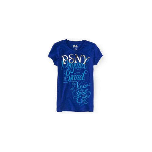 Aeropostale Girls Original Brand New York City Camiseta gráfica, azul, XL (14)