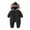 Black, variant on Kids Hooded Romper with Feet, Long Sleeve Winter One Piece Jumpsuit Cozy Cotton Pram Suit