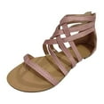 thumbnail image 1 of Leutsin Ladies Flat Sandals Zipper Open Toe Slippers Roman Shoes Summer Beach Sandals, 1 of 2