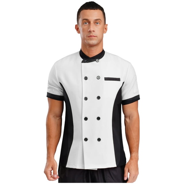 Hansber Unisex Lightweight Chef Coat Professional Cook Chef Jacket Kitchen Work Uniform for Men and Women White L