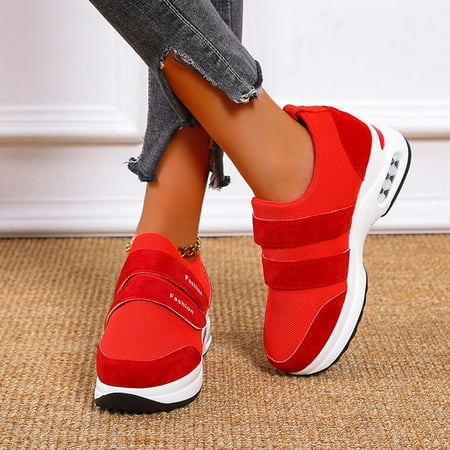 

Ecqkame Women s Sneakers Clearance Women Breathable Sneakers Color Solid Color Shoes Plus Size Fashion Sports Casual Shoes Red 37