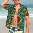 thumbnail image 4 of Uemuo Sunflowers Printed Regular Fit Short Sleeve Casual Hawaiian Shirt for Men,Aloha shirt,Tropical shirt,Floral print shirt,Vacation Beach shirt-X-Large, 4 of 9