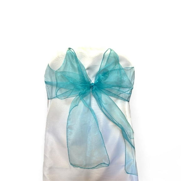 9 x 10 Ft Organza Chair Bows/Sashes Turquoise(12 pieces)