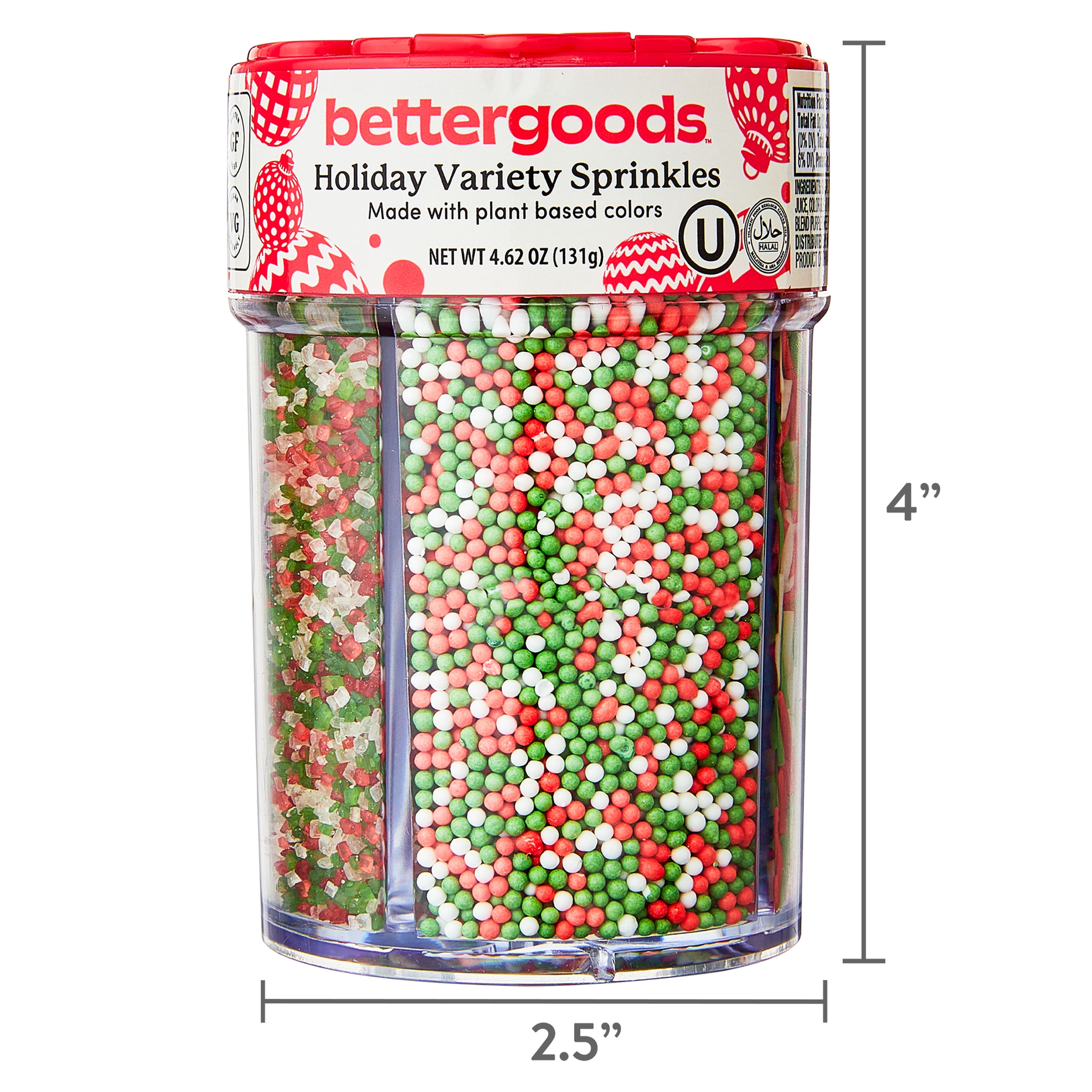 bettergoods Multicolor Holiday Variety Sprinkles, 4.62 oz