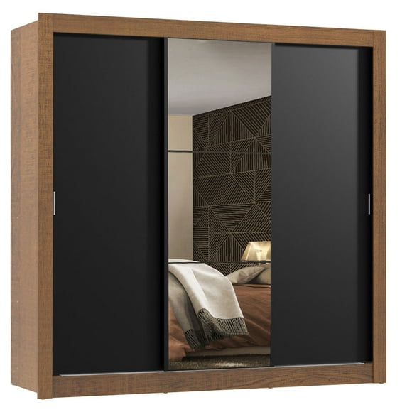 Ropero Closet Madesa Mônaco 3 Puertas Corredizas 1 y Espejo N