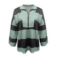 thumbnail image 6 of BiZtdJrK Long Sleeve T Shirts for Women Striped Print Half Zip Sweatshirt V Neck Loose Casual Y2k Tops with Pockets Army Green M, 6 of 7