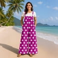 thumbnail image 5 of Polka Dot Jumpsuits for Women Summer Casual Boho Wide Leg Overalls Loose Fit Sleeveless Rompers with Pockets(Purple,XL）, 5 of 8