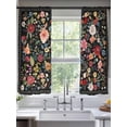 thumbnail image 3 of Sheer Curtains 63 Inches Long, Watercolor Flowers Light Filtering Window Curtains for Living Room/Bedroom, Farmhouse Floral Vintage Black Rod Pocket Voile Sheer Curtain Drapes, 52"W x 63"L, 2 Panels, 3 of 8