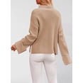 thumbnail image 5 of Women'S Round Neck Sweaters Fall Outfits Trendy Crewneck Knit Side Slit Fashion Pullover Tops Khaki XL, 5 of 10