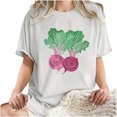 thumbnail image 4 of LEBONYARD Womens Summer Tops Shirts,Clearance Clothes under $5.00 fashion deals,Women's Fashion Summer Round Neck Drop Sleeves Leisure Short Sleeve Fruit Printing Tops White XXL, 4 of 7