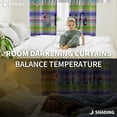 thumbnail image 3 of Fsddascl Colorful Plaid Blackout Curtains for Bedroom/Living Room, Thermal Insulated Kitchen Curtains, Floral Farmhouse Shell English Text Grommet Darkening Window Treatment Drapes 52"x72"x2, 3 of 6