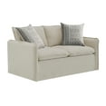 thumbnail image 6 of JERFIT Modern Linen Sofa with Pillows, Beige 2-Seater Couch with Down Filled Cushions for Living Room, Removable Cover, Wooden Frame, 6 of 9