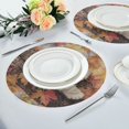 thumbnail image 2 of WOBOGO Maple Leaf Cat Round Placemats Set of 6 Heat Resistant Washable Kitchen Table Decorations 15.4in, 2 of 7