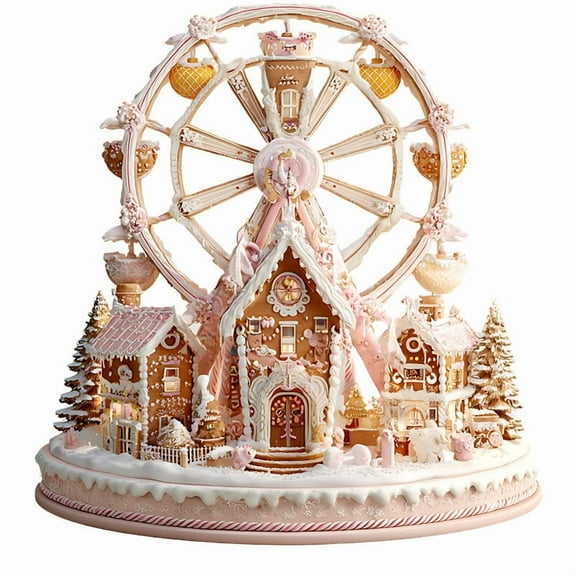 Cevemin Christmas 2D Acrylic Tabletop Decor Set - Festive Scenes with Ferris Wheel, Carousel, Castle Cake Designs for Xmas Holiday Home Decorations