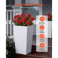 thumbnail image 4 of VEVOR Tall Planters Set of 2, 22 Inch Large Outdoor Taper Planters for Outdoor Indoor Plants, Front Porch Plastic Modern Flower Pots with Inner Pot for Patio, Garden, White, 4 of 9