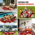 thumbnail image 4 of Geometric Red Outdoor Rug for Patio/Deck/Porch, Non-Slip Large Area Rug 3 x 5 Ft, Boho Retro Abstract Circle Black Green Indoor Outdoor Rugs Washable Area Rugs, Reversible Camping Rug Carpet Runner, 4 of 8