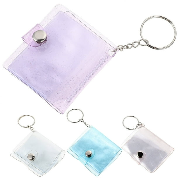4 mini álbumes de fotos transparentes, pequeños, para fotos y tarjetas. Álbum portátil de aluminio.