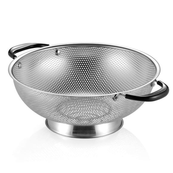 188 Stainless Steel colander, Easy grip Micro-Perforated 5-Quart colander, Strainer with Riveted and Heat Resistant Handles, BPA Free great for Pasta, Noodles, Vegetables and Fruits