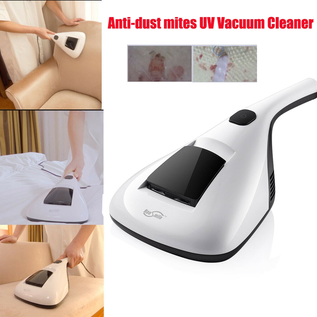 Pillows Handheld Vacuum Cleaner,UV Sterilizer Killing Bed Bugs Mite Removal Machine with Sterilization Function for Bed Sheets Mattresses Cloth Sofas Carpets of Allergens