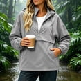 thumbnail image 7 of vdgthytj Rain Jacket Womens Half Zip Long Sleeve Hooded Drawstring Bottom Waterproof Hiking Outdoor Pullover Outerwear(Small,Gray), 7 of 7