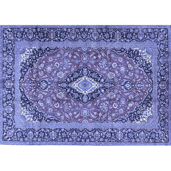 Ahgly Company Machine Washable Indoor Rectangle Medallion Blue Traditional Area Rugs, 8' x 10'