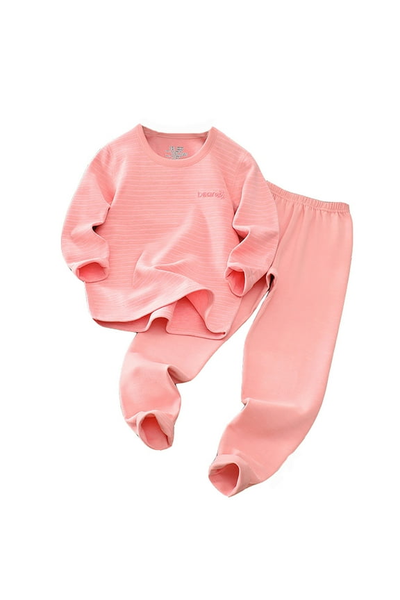 Children's Thermal Underwear Set Wool Silk Boys Girls Thick Long Pajamas,6-7 Years