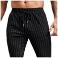 thumbnail image 3 of YDLCAFD Mens Pants Jeans Slim Fit Men Fine Striped Micro Elastic Small Leg Pants Business Casual Trend Drawstring Waist Comfortable Pants, 3 of 9
