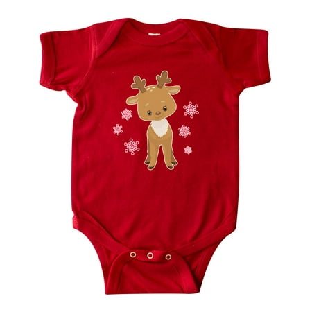 

Inktastic Cute Christmas Reindeer with Snowflakes Gift Baby Boy or Baby Girl Bodysuit