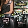 thumbnail image 4 of Yuyamidu Cherry Blossom Car Seat Cover Set of 15 Pink Steering Wheel Cover Seat Belt Strap Cover Trash Cans Rear View Mirror Cover Cup Coaster Keychain Air Vent Storage Bag Universal Fit, 4 of 7