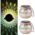 thumbnail image 1 of Linterna solar de cristal, lámpara de mesa solar de cristal con luz solar como decoración IP65 resistente al agua para jardín, patio, paquete de 2, 1 of 7