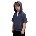 thumbnail image 4 of Ticikt Boys Knit Short Sleeve Hooded Sweatshirt Casual Pullover Top for Kids Youth Children,Color:Navy,Size:7-8 Years, 4 of 4